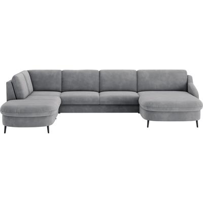 Wohnlandschaft SIT & MORE "Soul U-Form", grau (stone), B:356cm H:90cm T:239cm, 100% Polyester, Sofas, wahlweise mit Bettfunktion und Bettkasten oder Schubkasten Image