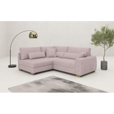 Ecksofa MR. COUCH "Helena L-Form, bis 140 kg belastbar", rosa (stripes 8626 flamingo), B:227cm H:68cm T:190cm, Stripes (92% Polyester / 8% Nylon), Sofas, mit Taschenfederkern, wahlweise mit Bettfunktion Image