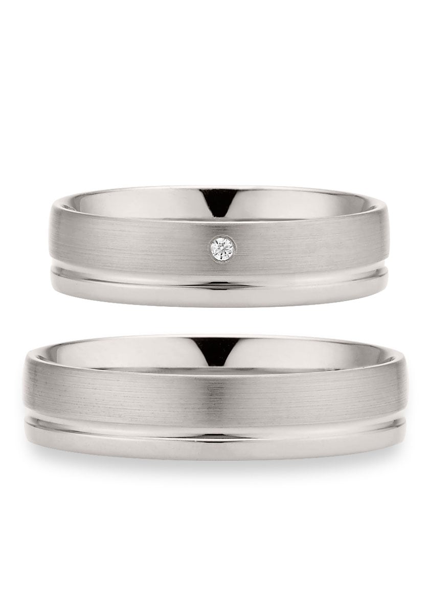 Trauring PHÖNIX "Schmuck Geschenk Silber 925 Trauring Ehering LIEBE versch. Varianten" Gr. 57, silber (silberfarben), Fingerringe, Damen, 57, 0,01 SI = kleine Einschlüsse mit Brillant, Silber 925 (Sterlingsilber), 5mm, Made in Germany - wahlweise... Image