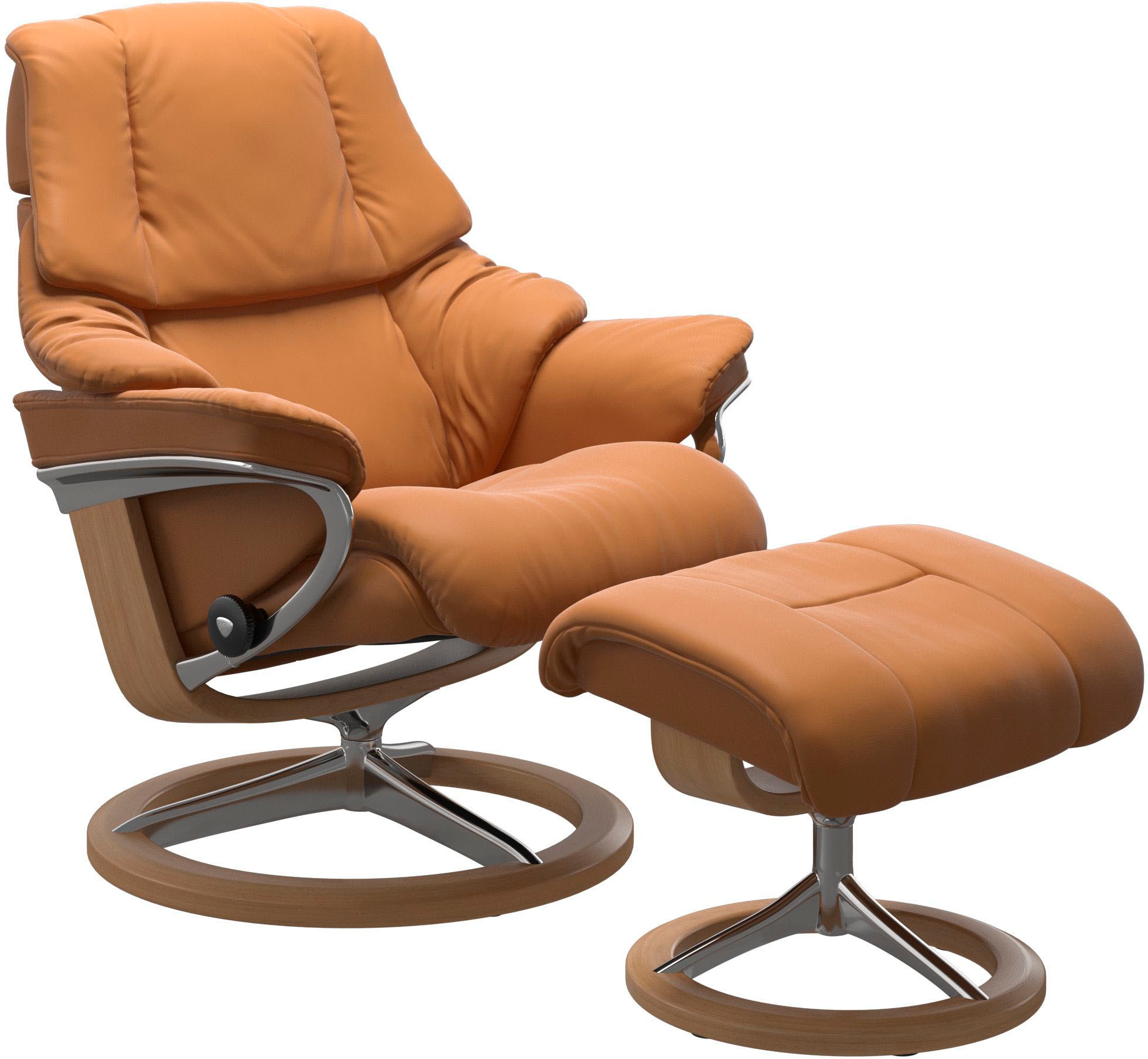 Fußhocker STRESSLESS "Reno", braun (new caramel), B:55 H:43 T:41, Hocker, mit Signature Base, Gestell Eiche Image