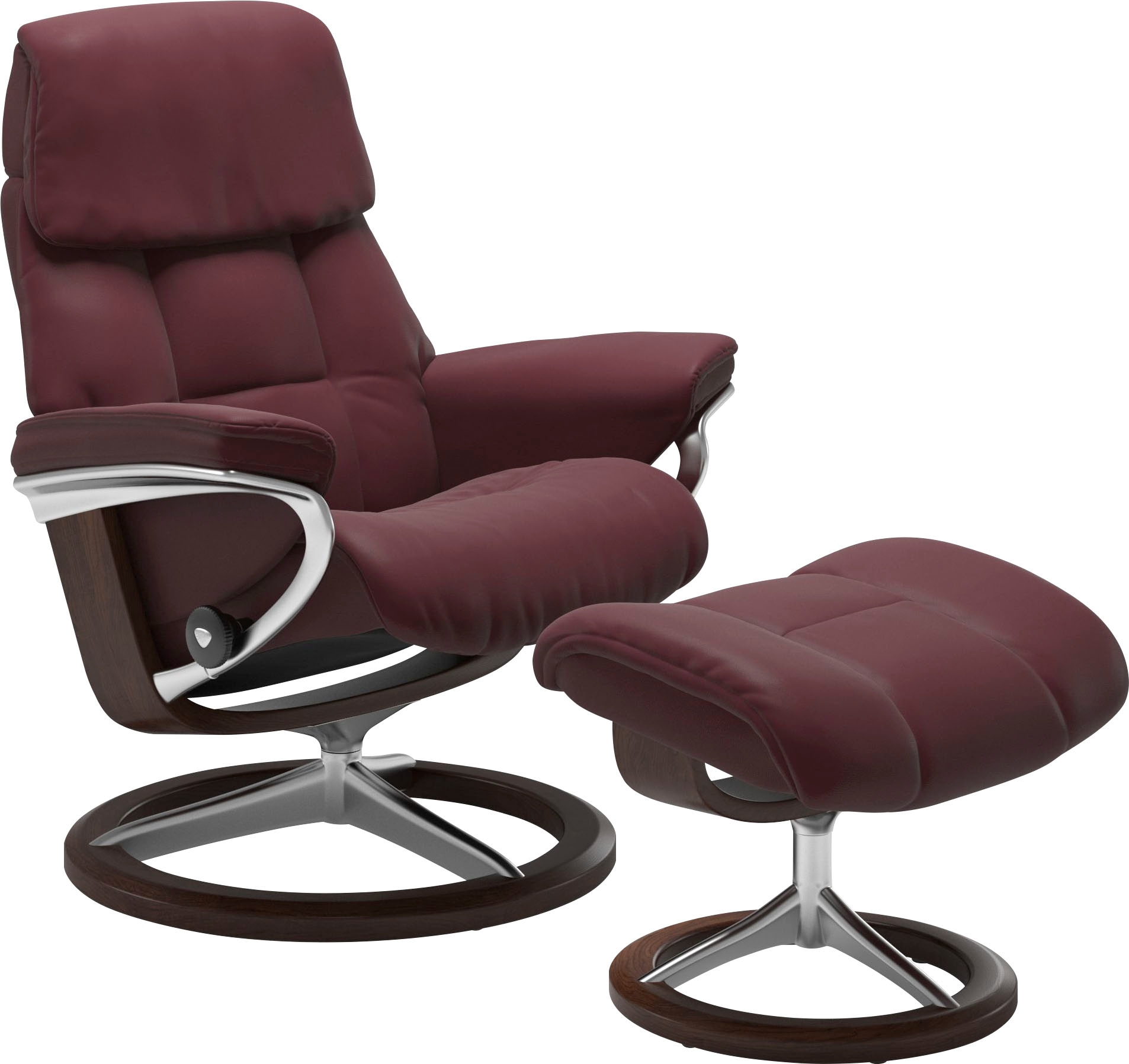 Relaxsessel STRESSLESS "Ruby", rot (bordeaux batick), B:88cm H:101cm T:78cm, Leder BATICK: durchgefärbtes und genarbtes Möbelleder;Leder PALOMA: durchgefärbtes Semianilin-Möbelleder, Sessel, Relaxsessel, mit Signature Base, Größe L, Gestell Eiche,...