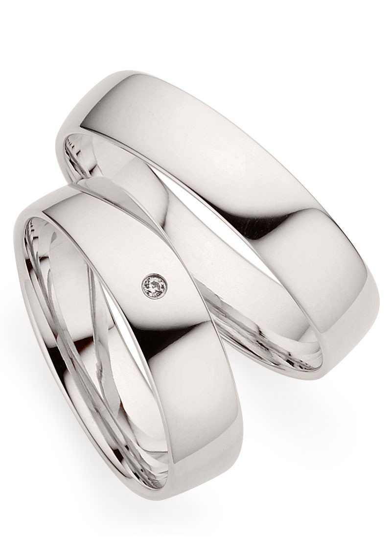 Trauring PHÖNIX "Schmuck Geschenk Partnerring Ehering Trauring Silber 925" Gr. 56, silber (silberfarben), Fingerringe, Damen, 56, 0,01 SI = kleine Einschlüsse mit Brillant, Silber 925 (Sterlingsilber), 5mm, Made in Germany - wahlweise mit oder ohne... Image