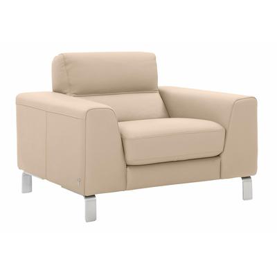 Sessel CALIA ITALIA "Simon Loungesessel, Designsessel, sehr bequem", beige, B:112cm H:81cm T:94cm, Leder SORRENTO, pigmentiertes Glattleder, Leder BULL, pigmentiertes Dickleder, Sessel, Einzelsessel Ledersessel, in zwei Lederqualitäten Image