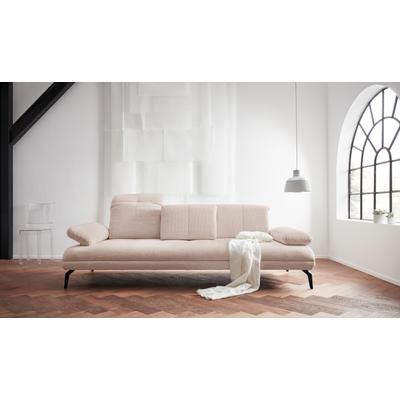3-Sitzer ANDAS "Stenlille Multifunktionssofa, bequem", beige, B:251cm H:83cm T:107cm, Struktur weich (100% Polyester), Struktur grob (100% Polyester), 100% NaturLEDER, Sofas, incl. Sitztiefen-, Kopfteil- und Armteilverstellung Image
