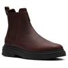 Chelseaboots CLARKS "Badbury", Herren, Gr. 44, braun (dunkelbraun), Leder, elegant, Schuhe, Boots, Winterboots mit modischem Blockabsatz