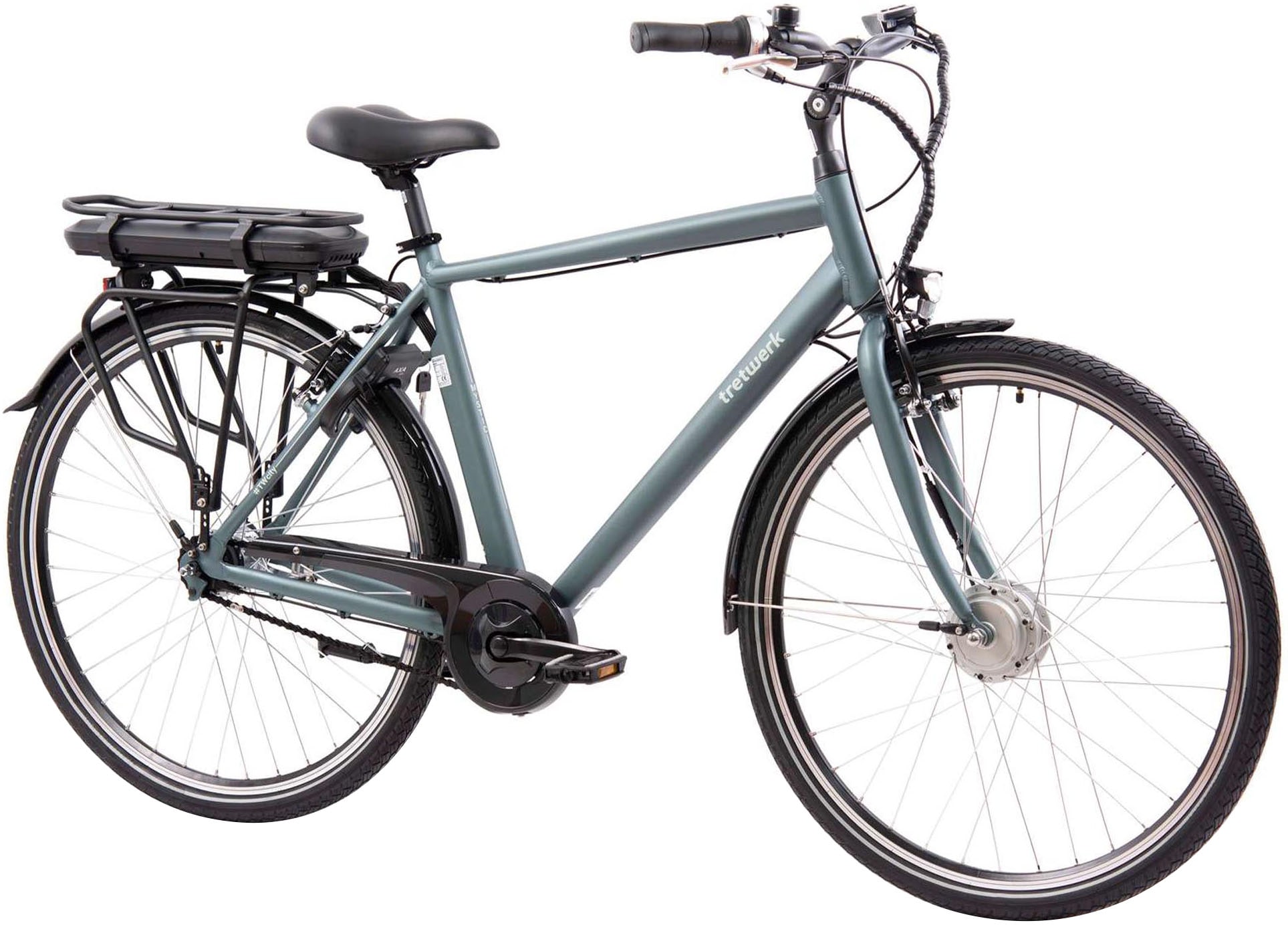E-Bike TRETWERK "Mystic" Gr. 53, grün (mgrg), Elektrofahrräder, 53cm, 28 Zoll (71,12cm), Pedelec, Elektrofahrrad für Damen u. Herren Image