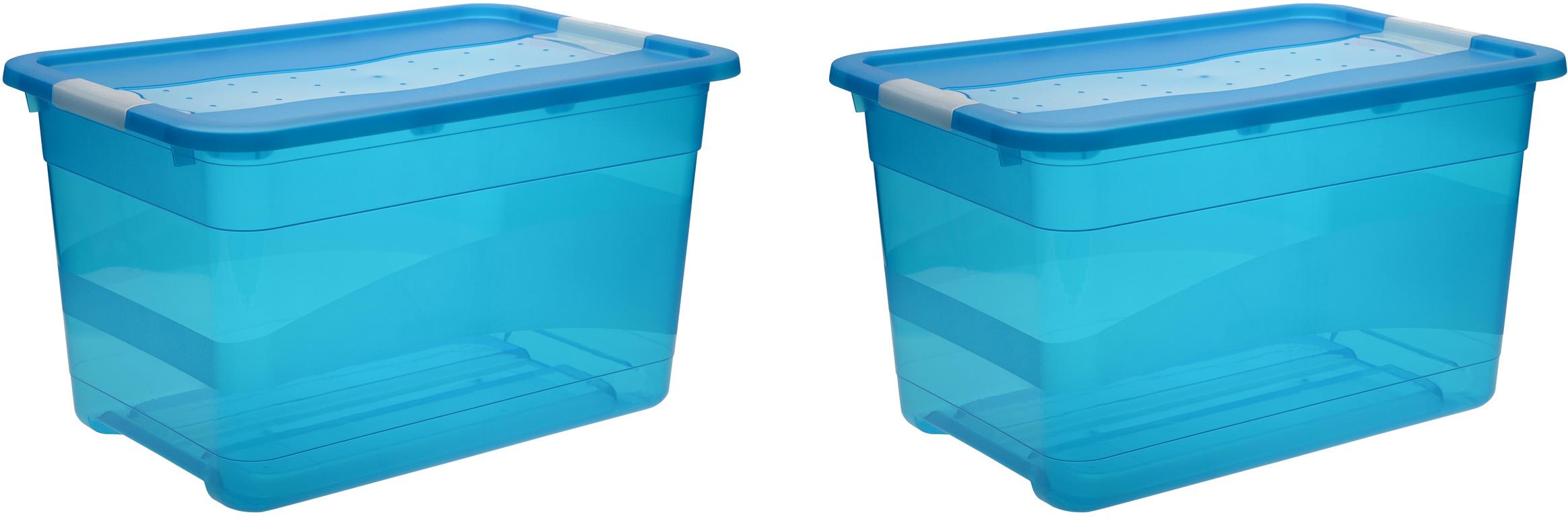 Organizer KEEEPER "cornelia", blau, B:39,5cm H:34cm T:59,5cm, Kunststoff, Aufbewahrungsboxen, Aufbewahrungsbox, 52 L, mit Deckel und Schiebeverschluss, Kunststoff