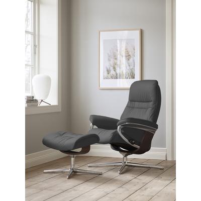 Relaxsessel STRESSLESS "Sunrise", grau (wild dove batick), B:92cm H:105cm T:80cm, Leder BATICK: BATICK ist ein leicht korrigiertes, durchgefärbtes und genarbtes Möbelleder, bei dem die meisten Unebenheiten und Spuren in der Regel entfernt wurden.,... Image