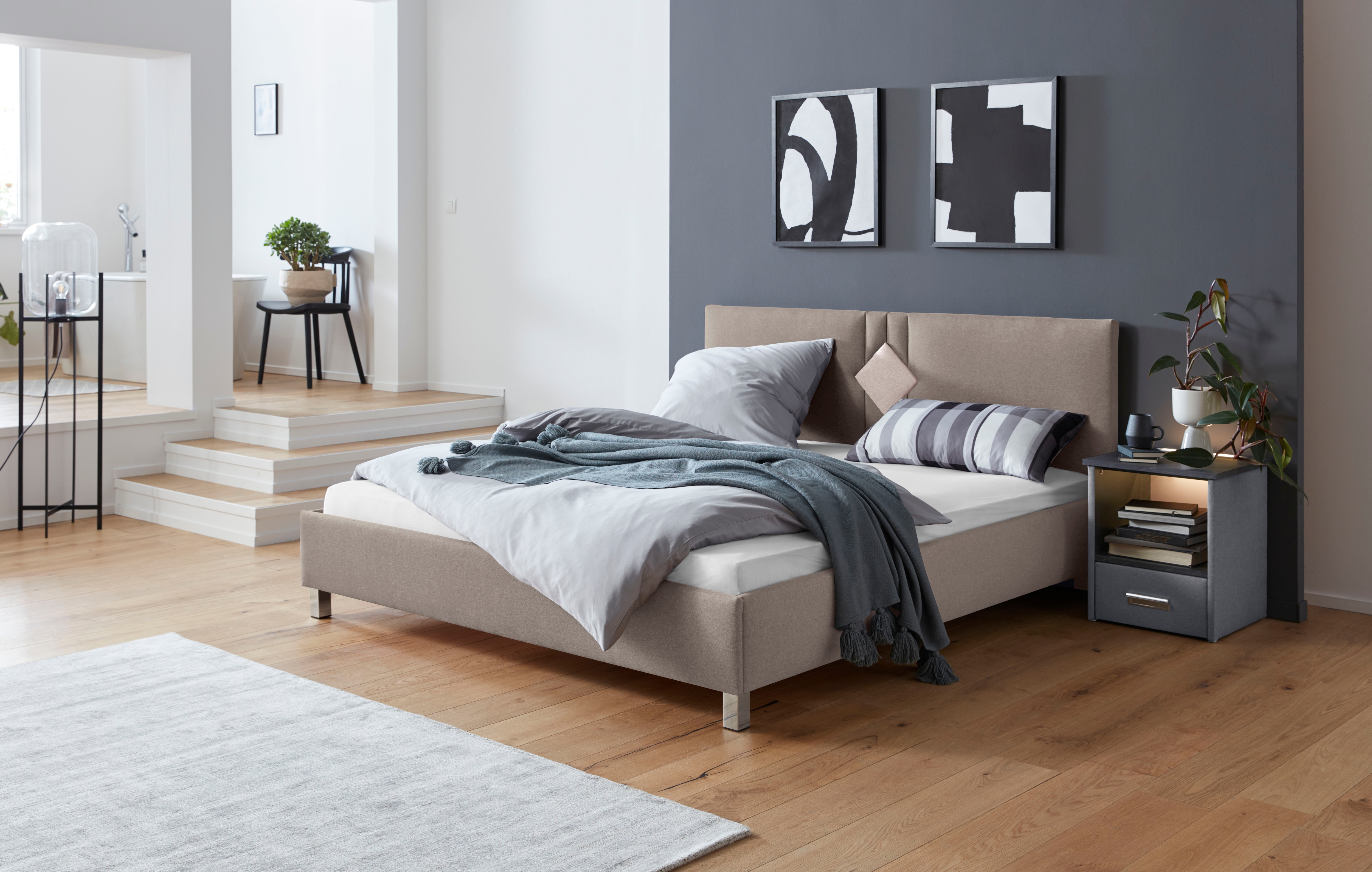 Polsterbett, beige (dunkelbeige), B:190cm H:98cm L:210cm, Bezug Bett: 100% Polyester;Bonnell-Federkernmatratze: 51% Polypropylen, 39% Polyester, 10% Baumwolle;Kaltschaummatratze: 100% Polyester, Bezug abnehm- und waschbar bis 60C, WESTFALIA... Image