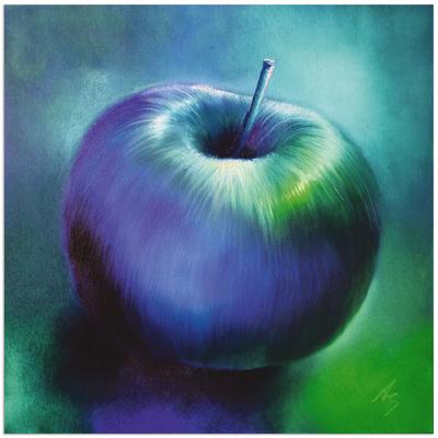 Alu-Dibond-Druck ARTLAND "Der blaue Apfel", blau (farbe bild(er): blau), B:70cm H:70cm, Alu Dibond, Bilder, für Innen- und Außenbereich geeignet, Outdoorbild Image