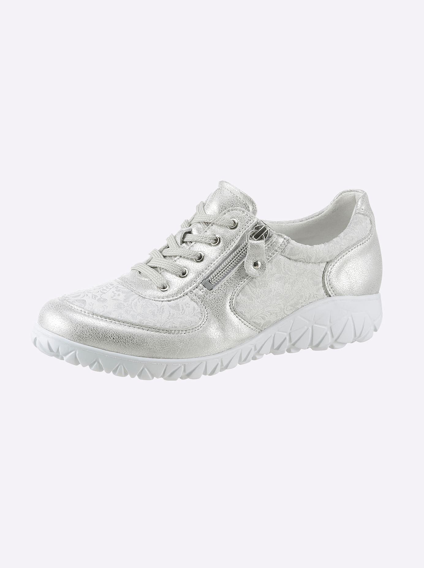 Sneaker WALDLÄUFER, Damen, Gr. 7, silber (silberfarben), Nubukleder, Textil, Schuhe