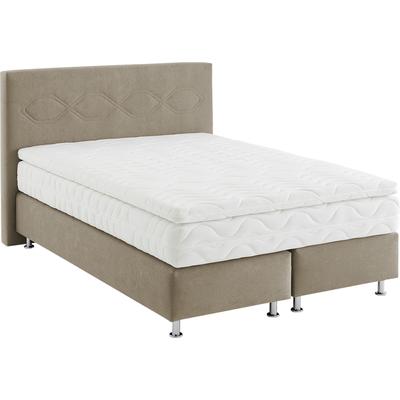 Boxspringbett, beige (sand), B:155cm L:210cm, Bezug: Microvelours 100% Polyester, WESTFALIA SCHLAFKOMFORT, Komplettbetten, Boxspringbett, wahlweise mit Topper Image