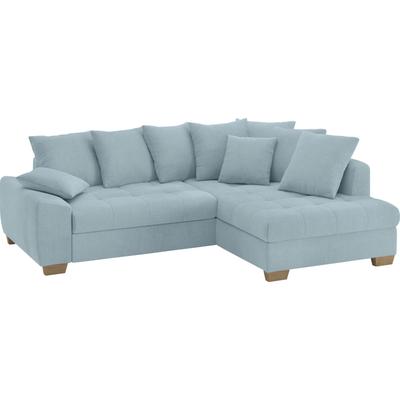Ecksofa MR. COUCH "Nikita II, L-Form, bis 140kg pro Sitzplatz belastbar", blau (novaclean avanti 14 blau grau), B:243cm H:88cm T:190cm, Novaclean Avanti (100% Polyester), Sofas, mit Kaltschaumpolsterung, wahlweise mit Bett und Bettkasten Image