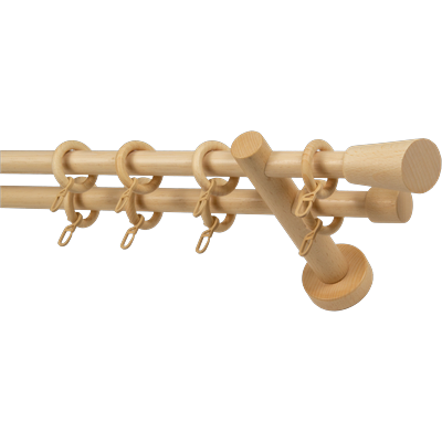Gardinenstange GARESA "CLASSICO MOLIS", beige (natur), L:370cm, Gardinenstangen, Vorhanggarnitur, verlängerbar, Wandmontage, Keil, mit Ringe und Haken Image