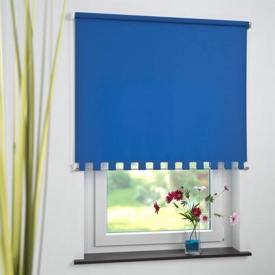 Seitenzugrollo LIEDECO Gr. 4, blau, B:92cm H:180cm, Polyester, Rollos, Volantrollo - eckiger Volant, Fixmaß Image