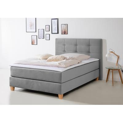 Boxspringbett HOME AFFAIRE "Moulay", grau, B:134cm L:211cm, Komplettbetten, Boxspringbett, inkl. Topper, in 3 Härtegraden, TFK auch in Härtegrad 4 Image