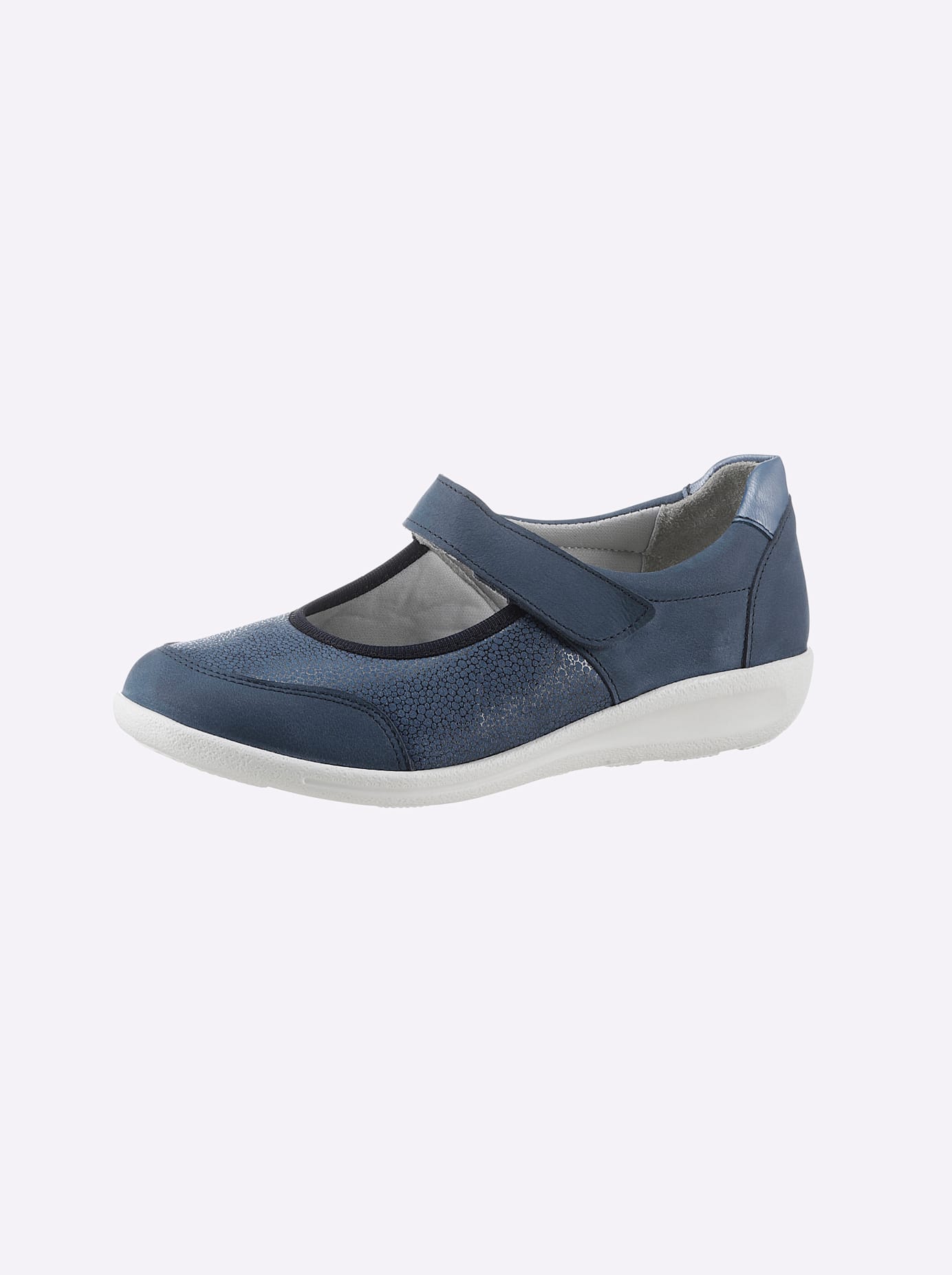 Slipper CASUAL LOOKS, Damen, Gr. 42, blau (jeansblau), Glattleder, Nubukleder, Textil, Schuhe