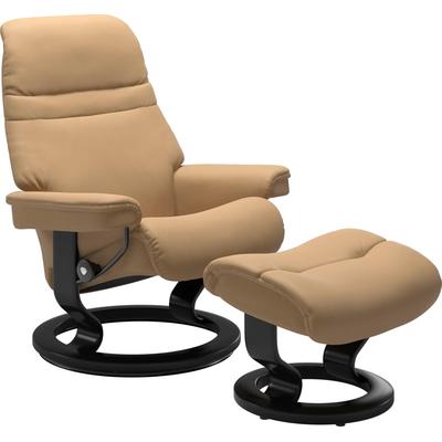 Relaxsessel STRESSLESS "Sunrise", beige (sand paloma), B:88cm H:103cm T:78cm, Leder BATICK: BATICK ist ein leicht korrigiertes, durchgefärbtes und genarbtes Möbelleder, bei dem die meisten Unebenheiten und Spuren in der Regel entfernt wurden., Leder... Image