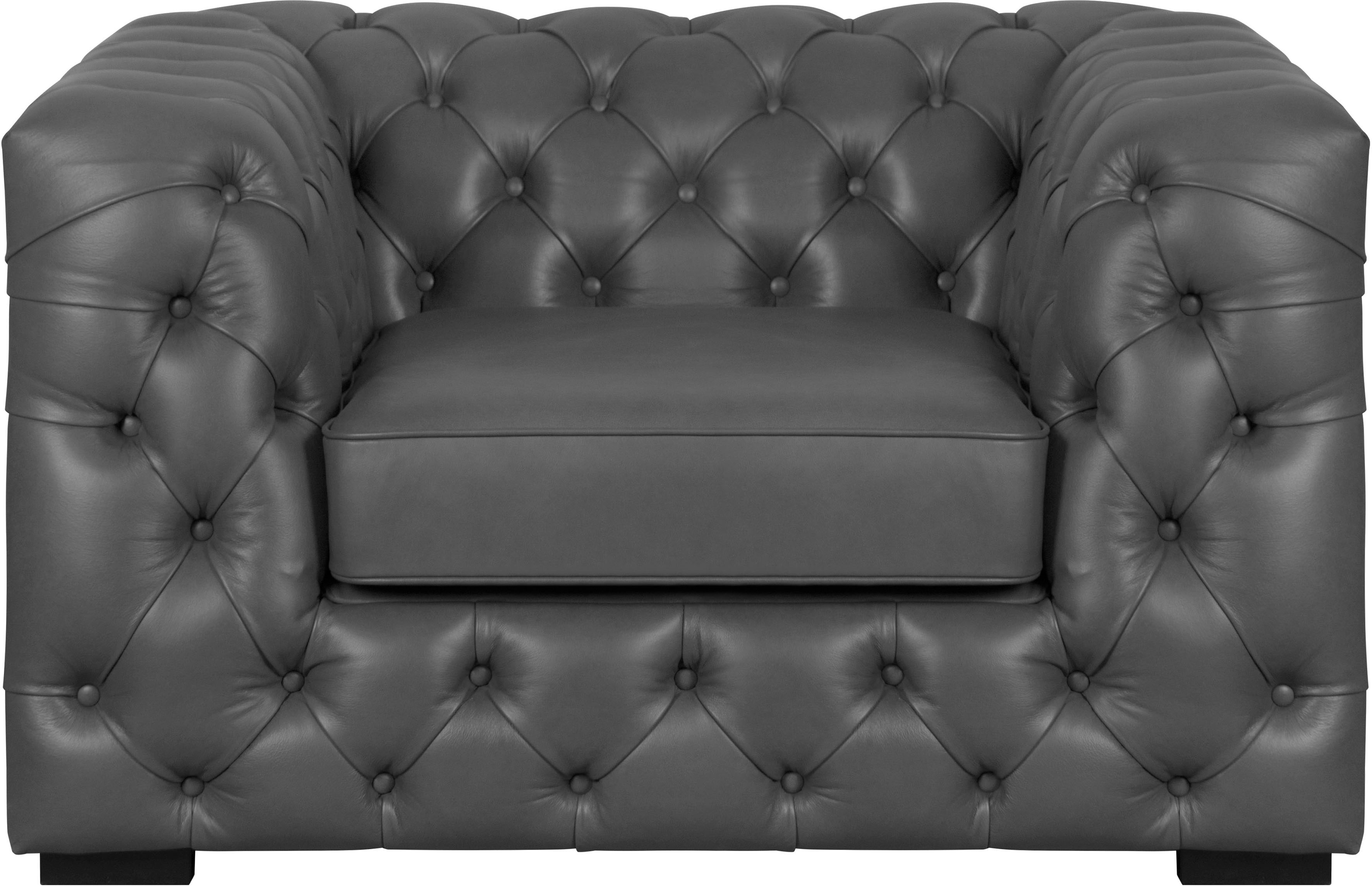 Chesterfield-Sessel HOME AFFAIRE "Kalina Sessel", grau (dunkelgrau), B:110cm H:67cm T:98cm, Sessel, mit klassischer Chesterfield-Knopfheftung, sehr hochwertige Qualität