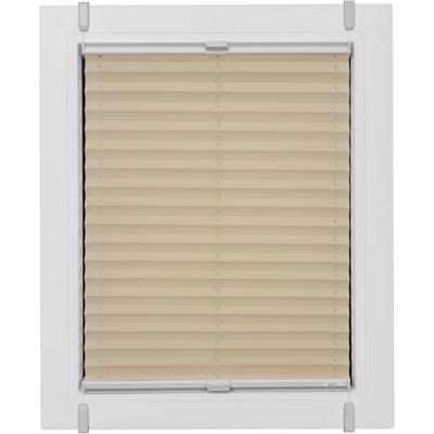 Plissee SUNLINES "One Size Style Crepe", beige (sand, grau, grau), B:120cm H:130cm, Obermaterial: 85% Polyester, 15% sonstige Fasern, Plissees, Zubehörfarbe grau, zum Klemmen Image