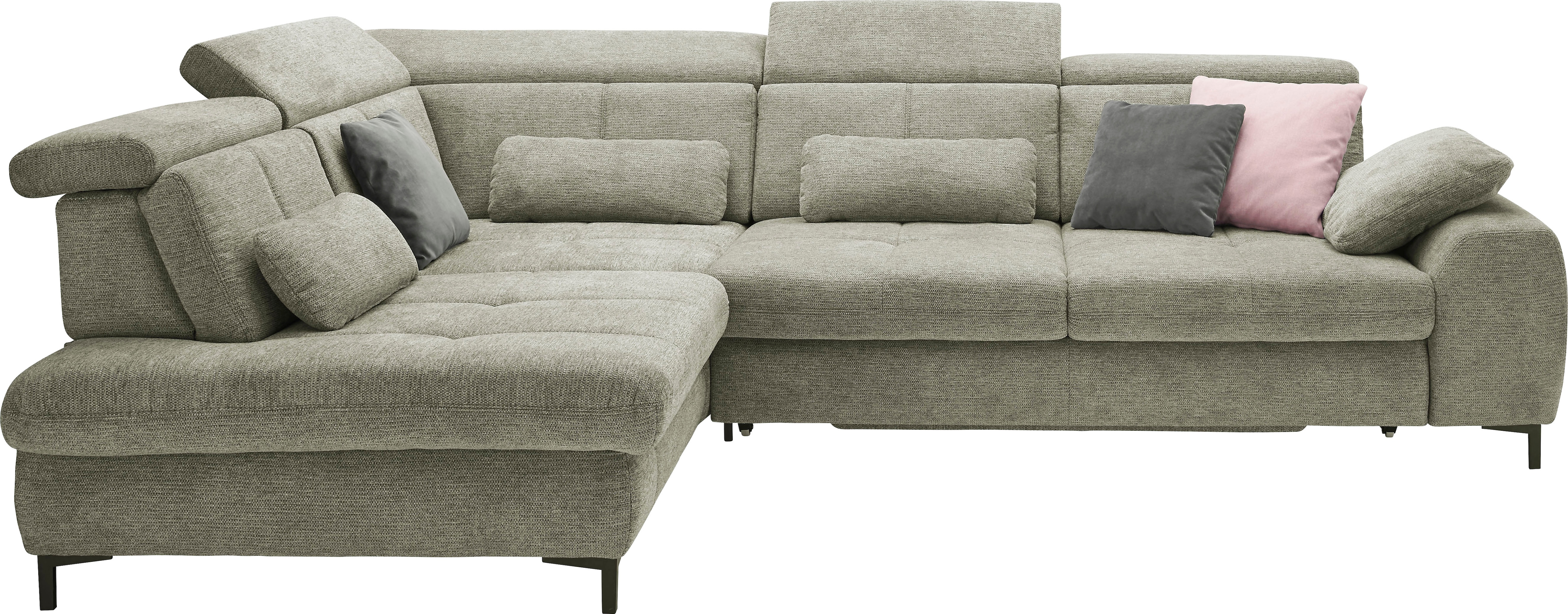 Ecksofa "SO 3400 Sitzhöhe 47cm oder 49cm, Sitztiefe verstellbar, B/T 317/220 cm", grün (famosa grün), B:317cm H:84cm T:220cm, 100% Polyester, SET ONE BY MUSTERRING, Sofas, Ecksofa, Kaltschaumpolsterung, Flachgewebe, whlw. mit Funktionen, Sitzhöhe 47