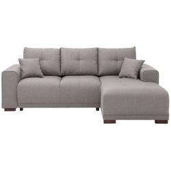 Ecksofa HOME AFFAIRE "Viborg L-Form", grau, B:234cm H:91cm T:162cm, Struktur (100% Polyester), Struktur fein ( 100% Polyester), Filzoptik (100% Polyester), Sofas, mit Regal in der Armlehne, wahlweise mit Bettfunktion