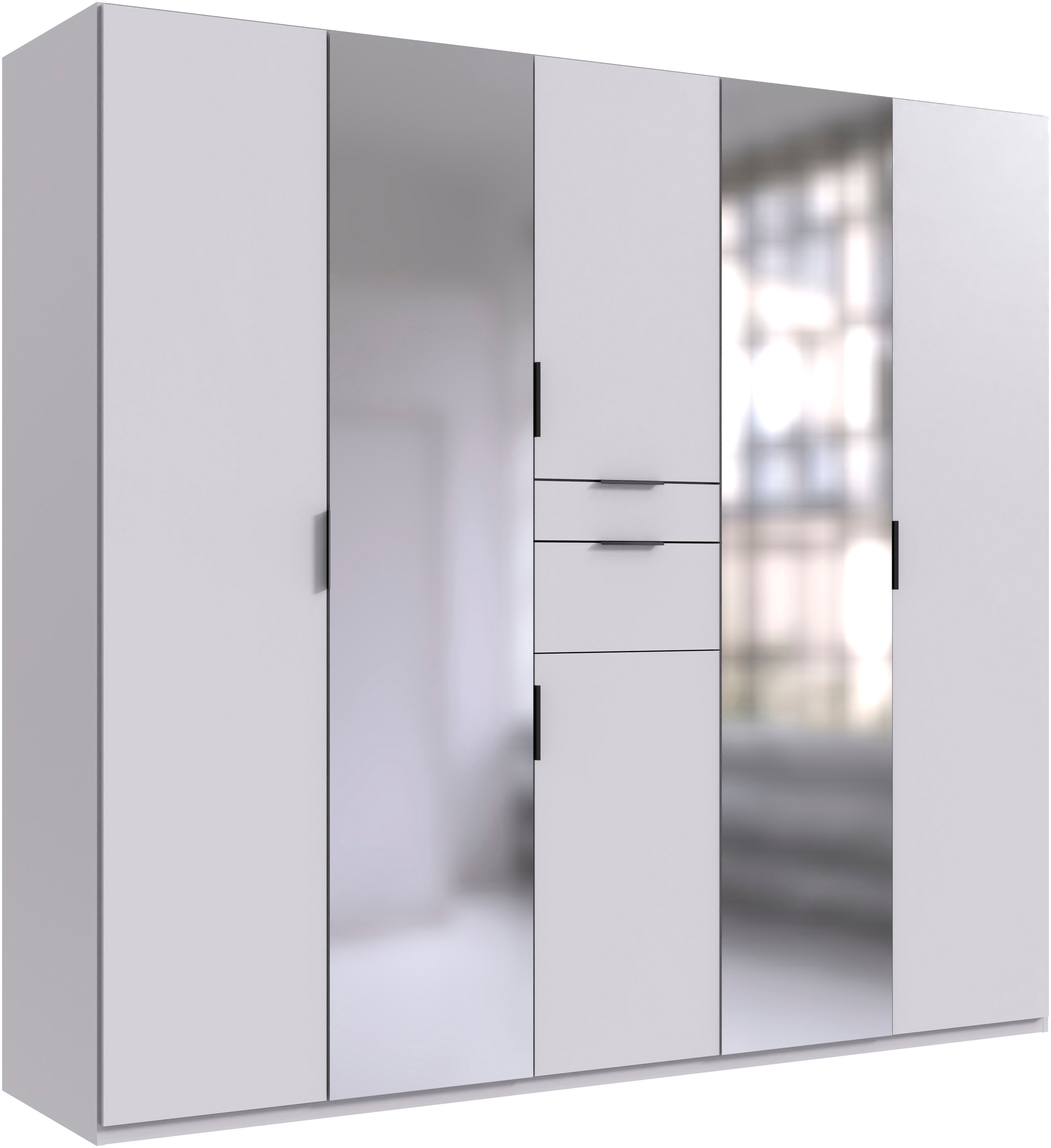Drehtürenschrank WIMEX "Moldau Kleiderschrank mit Spiegel Schlafzimmerschrank Bestseller", weiß, B:225cm H:208cm T:58cm, Spanplatte, Schränke, Wähle deine Innenausstattung fertig konfiguriert im Schrank Image