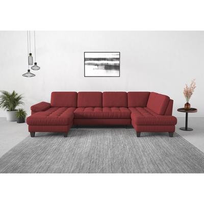 Wohnlandschaft SIT & MORE "Westham U-Form", rot (bordeaux), B:338cm H:88cm T:172cm, 100% Polyester, Sofas, wahlweise mit Bettfunktion, Bettkasten, Sitztiefenverstellung Image