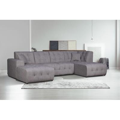 Wohnlandschaft HOME AFFAIRE "Nosia U-Form", grau, B:297cm H:85cm T:163cm, 100% Polyester, Sofas, incl. 2 Zierkissen, mit feiner Steppung Image