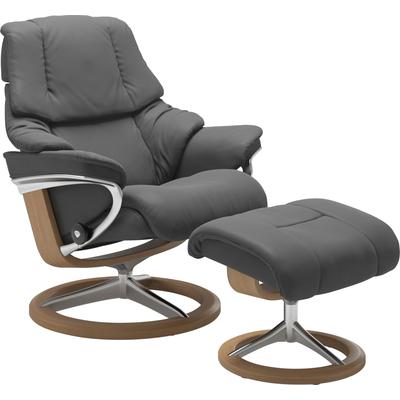 Relaxsessel STRESSLESS "Reno", grau (grau batick), B:79cm H:99cm T:75cm, Leder BATICK: BATICK ist ein leicht korrigiertes, durchgefärbtes und genarbtes Möbelleder, bei dem die meisten Unebenheiten und Spuren in der Regel entfernt wurden., Leder... Image