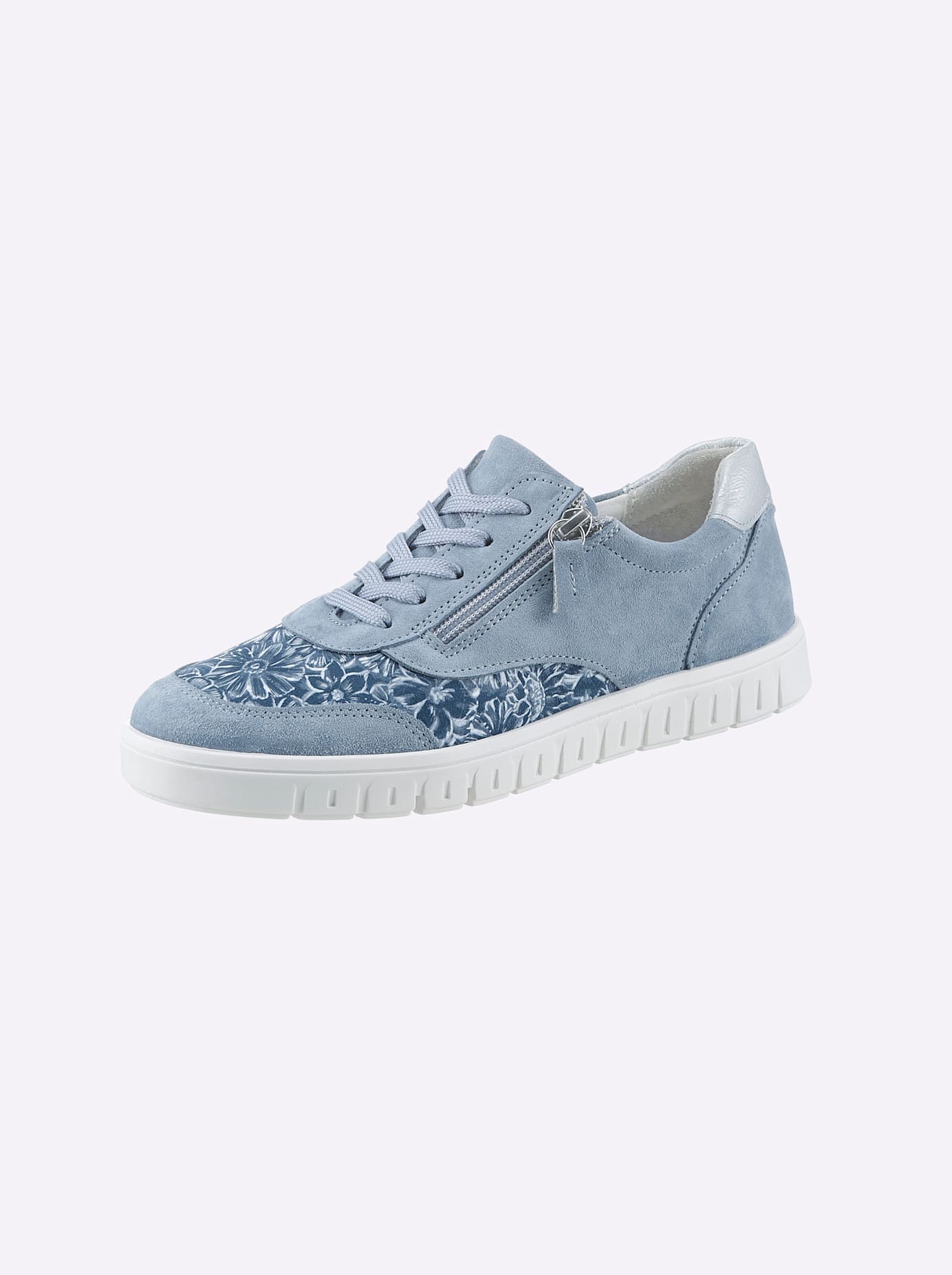 Sneaker CASUAL LOOKS, Damen, Gr. 36, blau (hellblau), Glattleder, Textil, Veloursleder, Schuhe Sneaker