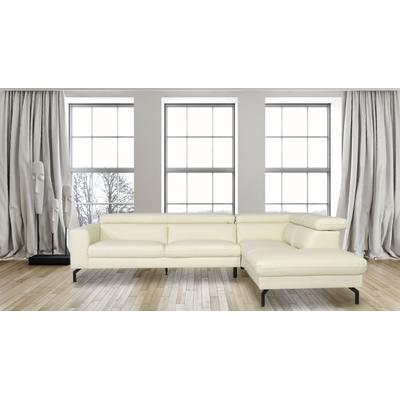 Ecksofa PLACES OF STYLE "Olanta, modern und bequem, Breite 305cm, Fuß 16cm hoch, L-Form", weiß (altweiß), B:305cm H:76cm T:233cm, Bezug: Luxus-Mikrofaser (100%Polyester), Bezug: NaturLEDER, Sofas, mit verstellbaren Kopfstützen Image