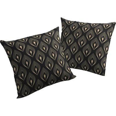 Dekokissen ADAM "Feathers", schwarz (schwarz, natur, bedruckt), B:40cm L:40cm, Baumwolle, Dekokissen_Sitzkissen_Kissenhüllen, GOTS zertifiziert, Kissenhülle ohne Füllung, 1 Stück Image