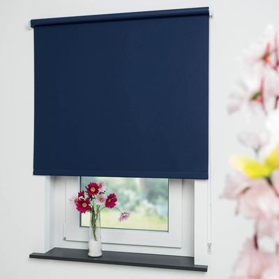 Seitenzugrollo LIEDECO "Uni" Gr. 9, blau (dunkelblau), B:182cm H:180cm, Polyester, Rollos Image