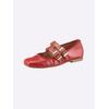Ballerina HEINE, Damen, Gr. 37, rot, Leder, Glattleder, Lackleder, Lackleder, modisch, Schuhe