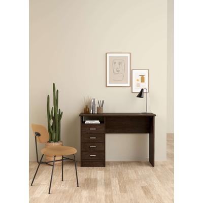 Schreibtisch INOSIGN "Funktion Plus, Arbeitstisch, Bürotisch", braun (eiche gestreift dunkel), B:110cm H:76cm T:48,5cm, Tische, Computertisch mit 4 Schubladen und 1 offenen Fach, Breite 110 cm Image