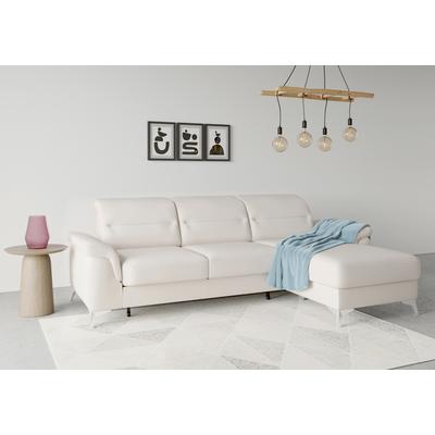 Ecksofa SIT & MORE "Sinatra L-Form", beige (creme), B:258cm H:85cm T:170cm, 100% Polyester, Sofas, mit Recamiere, optinal mit Kopfteilverstellung und Armteilfunktion Image