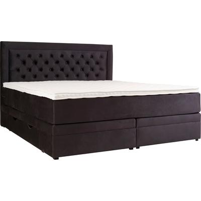Boxspringbett LEONIQUE "Julien", grau (anthrazit), B:181cm L:210cm, 100% Polyester, Komplettbetten, Boxspringbett, mit Taschenfederkernmatratze Image