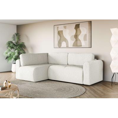 Ecksofa INOSIGN "Zacharia wahlweise Schlafsofa mit Bettkasten, B/T/H 250/166/86 cm", beige (creme), B:250cm H:86cm T:166cm, 100% Polyester, Sofas, L-Form mit Wellenunterfederung, Ottomane rechts oder links bestellbar Image