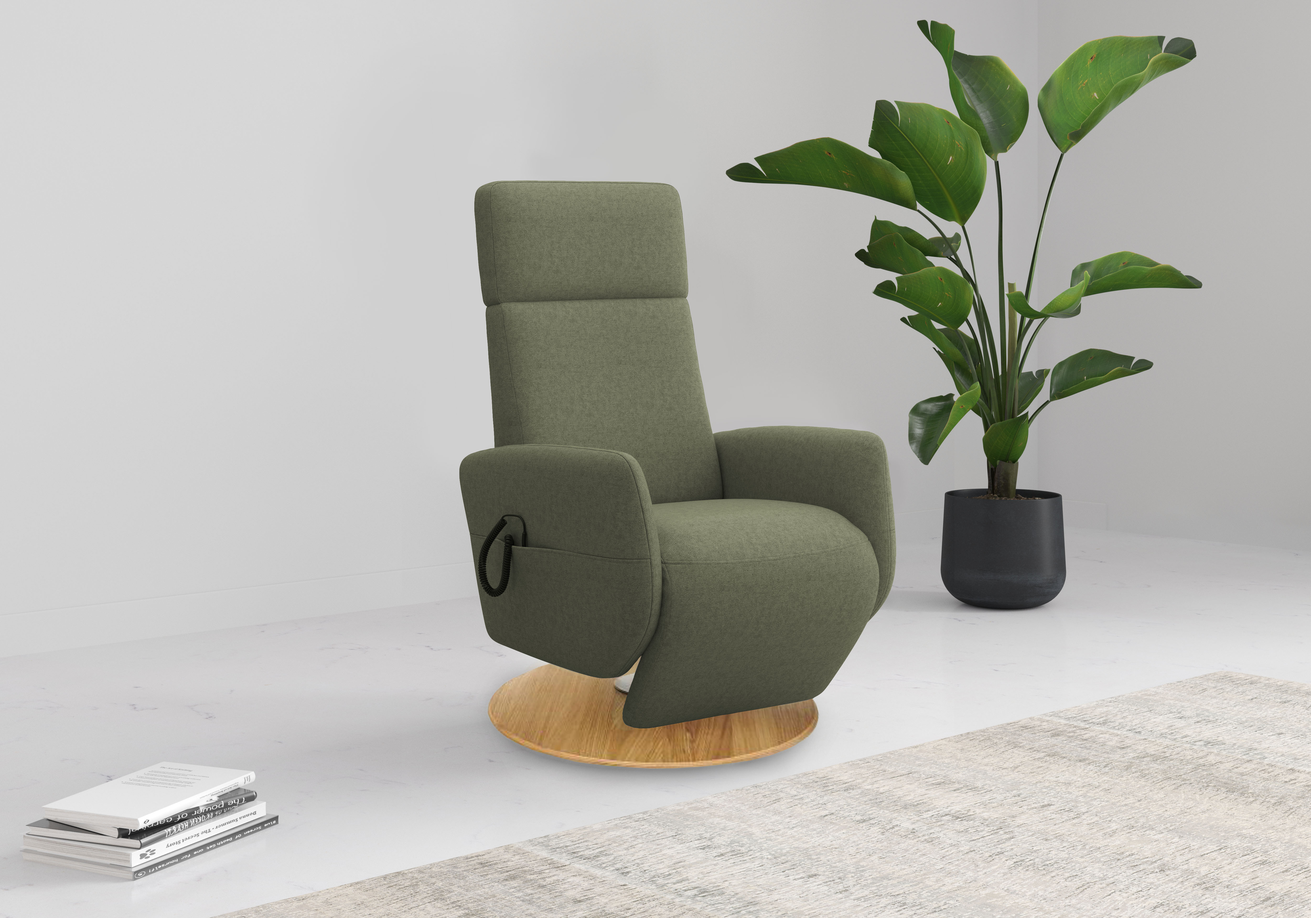 TV-Sessel HOME AFFAIRE "Rochelle, inkl. Kopfteilverstellung & 360 Drehfunktion", grün (olive), B:71cm H:110cm T:82cm, 95% Polyester 5% Polyamid, Sessel, TV-Sessel mit Drehfunktion 360 Grad