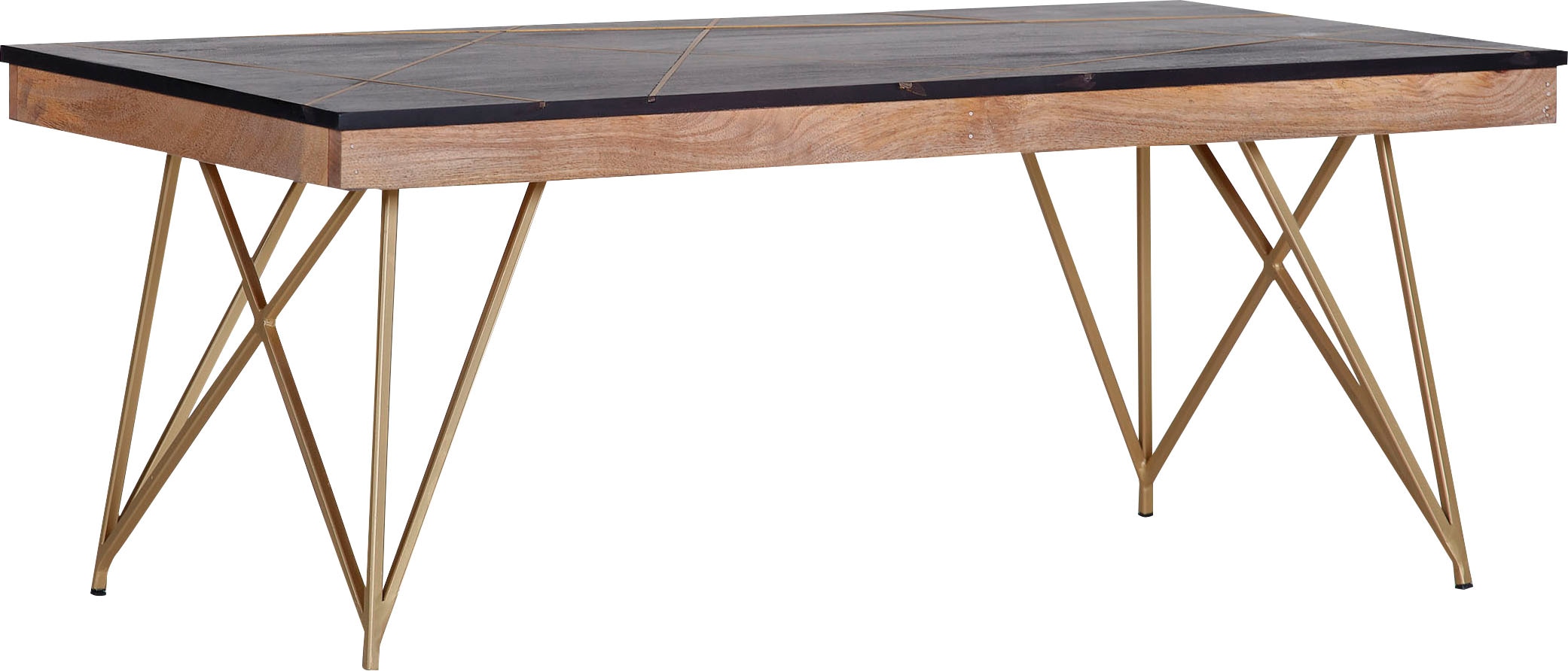 Couchtisch GUTMANN FACTORY "Lennon", schwarz (schwarz, gold), B:120cm H:46cm T:60cm, Tische, Couchtisch