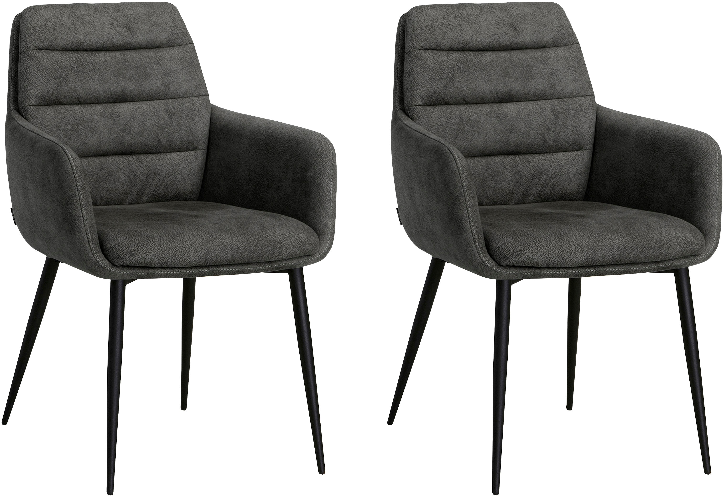 Armlehnstuhl OMG DESIGN "Bailey", grau (anthrazit, schwarz), B:58cm H:87cm T:64cm, Stühle, Schalenstuhl, Esszimmerstuhl, pflegeleichter Bezug