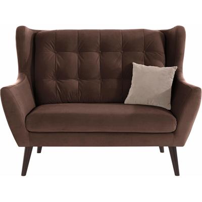 2-Sitzer ANDAS "Hemmink", braun (braun, beige), B:144cm H:107cm T:94cm, Samtvelours (100% Polyester), Luxus-Microfaser (100% Polyester), Struktur (94% Polyester, 6% Polyacryl), Sofas, mit Knopfheftung Image