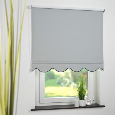 Seitenzugrollo LIEDECO Gr. 4, grau (hellgrau), B:92cm H:180cm, Polyester, Rollos, Volantrollo - Volant Klassik, Fixmaß Image