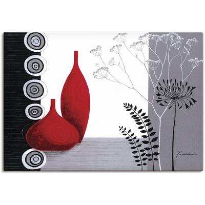 Wandbild ARTLAND "Rote Vasen", grau (farbe bild(er): grau), B:100cm H:70cm T:1,8cm, Canvas, Leinwand, Bilder, als Leinwandbild, Poster in verschied. Größen Image