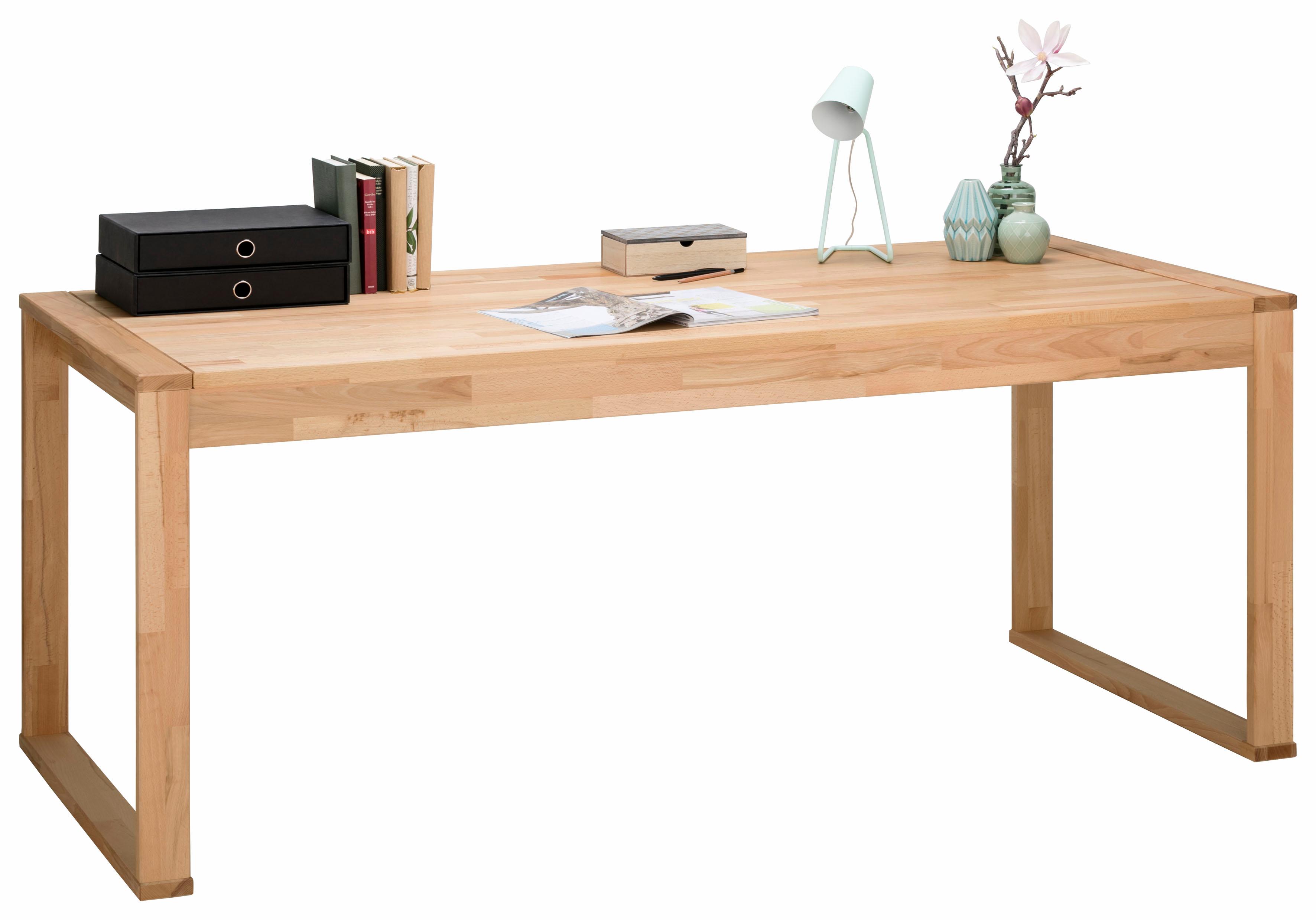 Schreibtisch VOGL MÖBELFABRIK "Toronto, Bürotisch, aus Massivholz, oder Echtholzfurnier", beige (kernbuche), B:180cm H:74cm T:80cm, Tische, In 2 Breiten, 180 cm und 140 cm