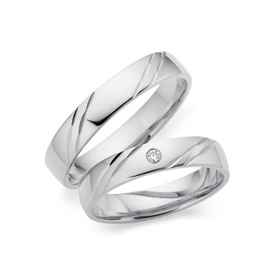 Trauring PHÖNIX "Schmuck Geschenk Silber 925 Ehering LIEBE, 930792, 930793" Gr. 57, silber (silberfarben), Fingerringe, 57, 0,02 ct SI = kleine Einschlüsse mit Brillant, Silber 925 (Sterlingsilber), 4mm, Made in Germany - wahlweise mit oder ohne... Image