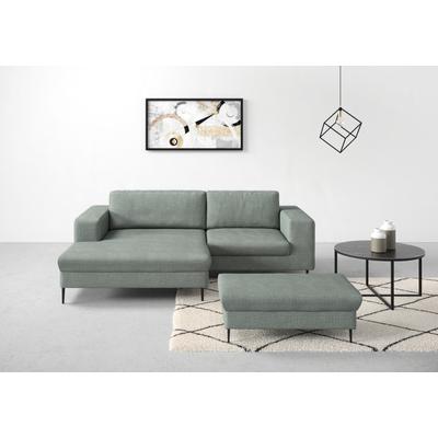 Ecksofa DOMO COLLECTION "Modica kompakt und elegant, Breite 244, L-Form", grün (mint), B:244cm H:83cm T:173cm, Sofas, moderne Optik mit extrabreiter Recamiere, auch in Cord Image