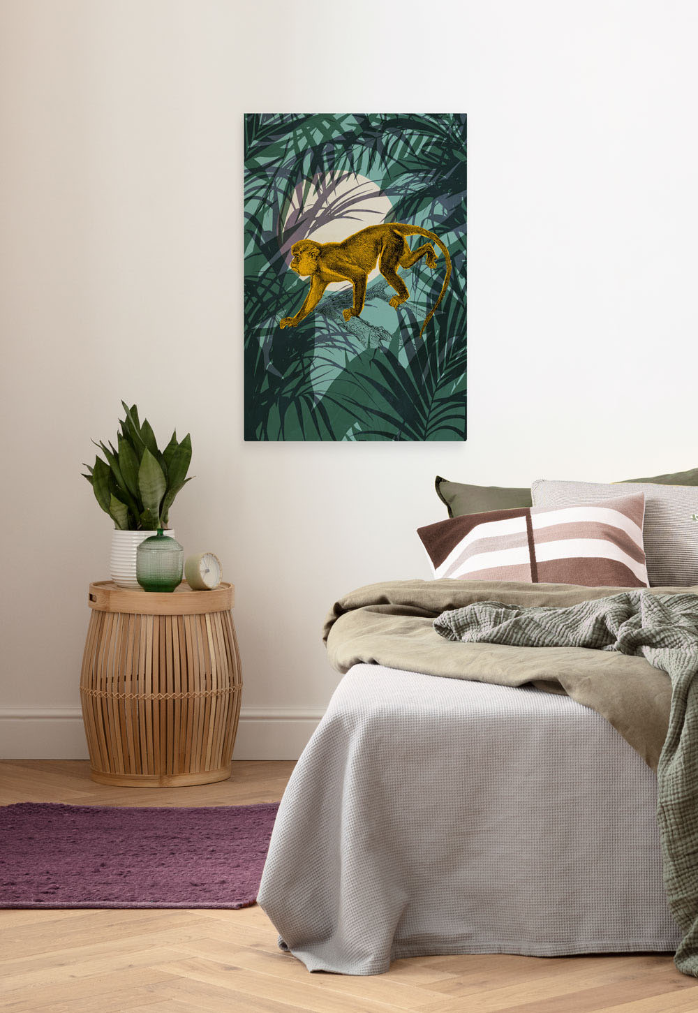Leinwandbild KOMAR "Sneaky Monkey - Größe 40 x 60 cm", bunt (farbe bild(er): bunt), B:40cm, Holz, Papier, Bilder, Keilrahmenbild mi Echtholzrahmen Image