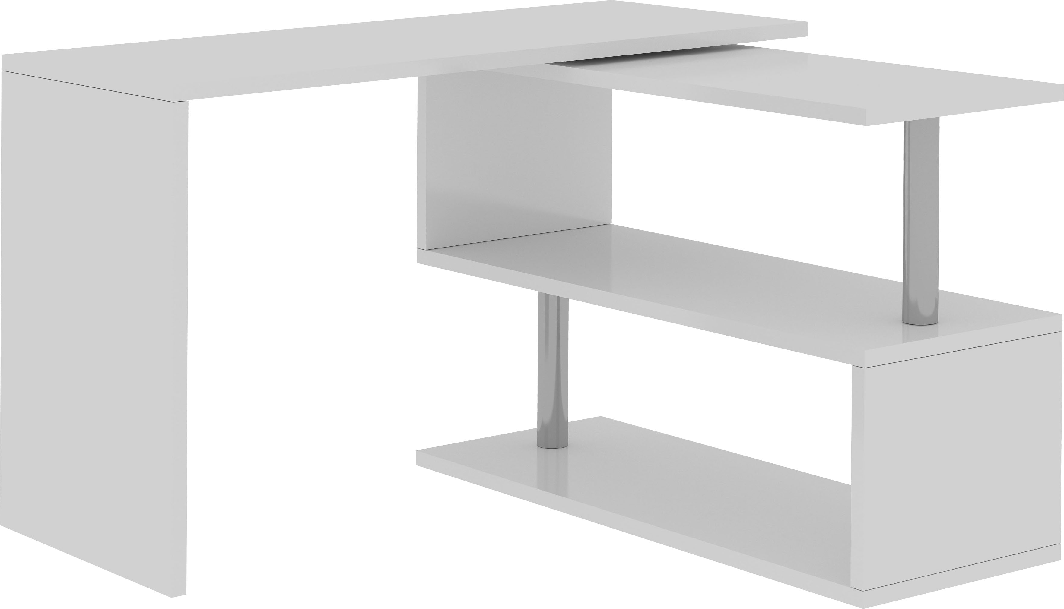Schreibtisch INOSIGN "Volta, Made in Italy", weiß (weiß, weiß), B:120cm H:75cm T:50cm, Tische, multifunktional - als Computertisch, Eckschreibtisch oder Sideboard